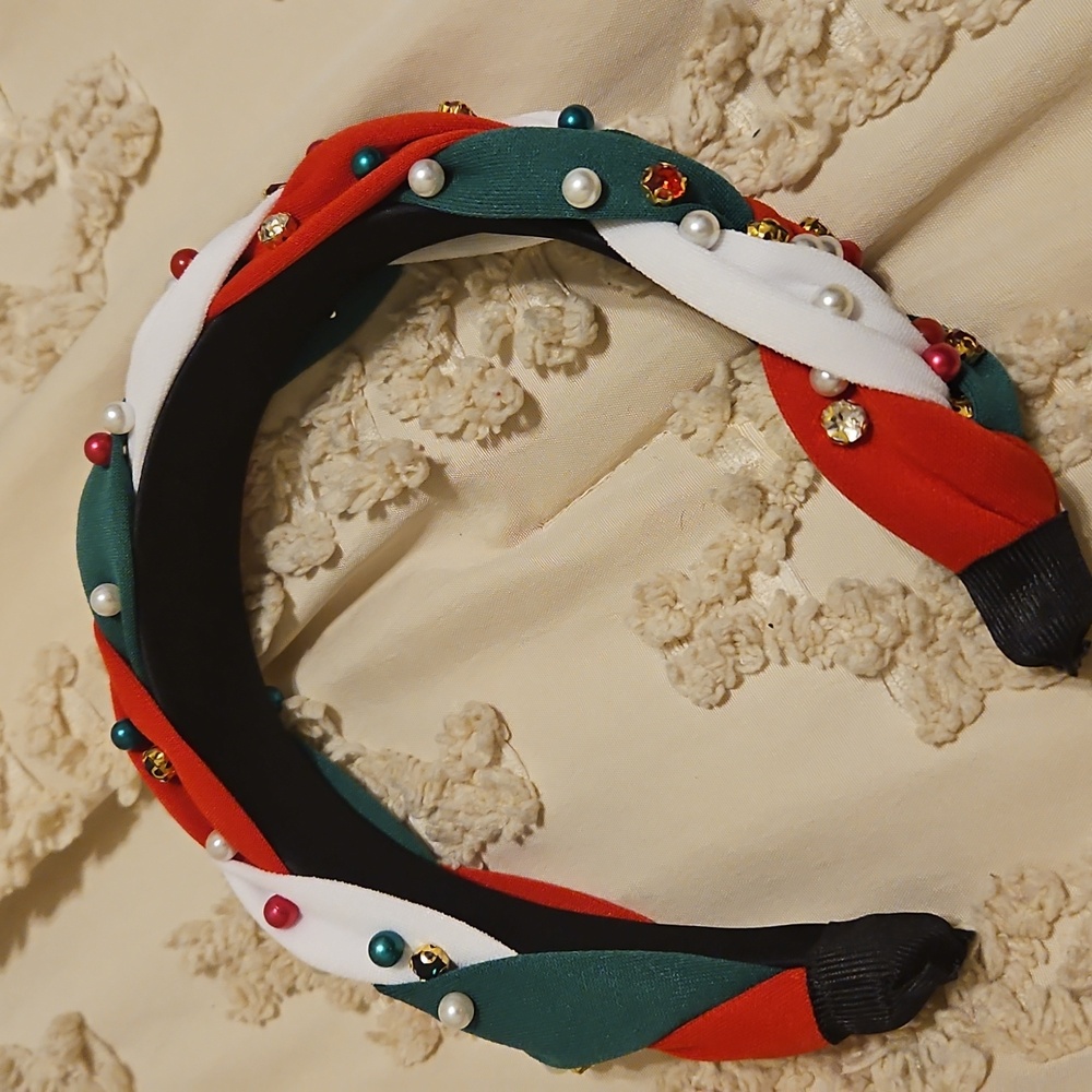 Holiday Red, Green And White headband